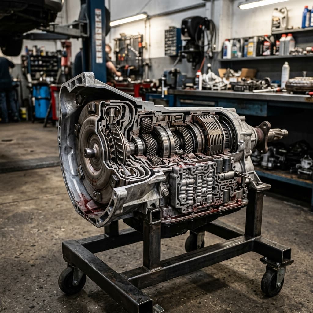 Automatic transmission gearbox with internal gears visible